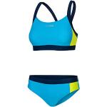 Aqua Speed Damen Sport Bikini Set | Zweiteiler | Two Piece Swimsuit Fitness | sportliche Bademode | Bustier Schwimmbikini | Surfen | Pool | Wassersport | Hellblau-Gelb, Gr. 38 | Naomi