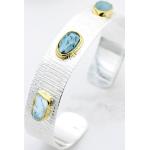 Silberne Edelstein Armbänder mit Aquamarin handgemacht 