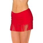 Rote Unifarbene Bikinihosen & Bikinislips mit Fransen aus Polyamid für Damen Größe S für den für den Sommer 