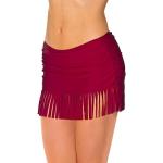 Dunkelrote Unifarbene Bikinihosen & Bikinislips mit Fransen aus Polyamid für Damen Größe M für den für den Sommer 