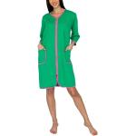 Grüne 3/4-ärmelige Morgenmäntel mit Reißverschluss mit Reißverschluss aus Baumwolle für Damen Größe 6 XL 