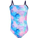 Aquarti Mädchen Badeanzug mit Spaghettiträgern Streifen, Farbe: Tie Dye/Dunkelblau/Blau/Lila/Rosa, Größe: 146