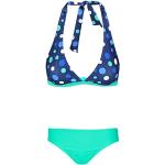 Aquarti Mädchen Bikini Set Bustier Bikinislip Zweiteiliger Badeanzug, Farbe: Tupfen Dunkelblau Blau/Türkisgrün, Größe: 140