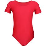 Aquarti Mädchen Gymnastikanzug Kurzarm Ballett Trikot, Farbe: Rot, Größe: 140