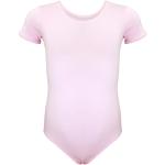 Pinke Unifarbene Kurzärmelige Rundhals-Ausschnitt Kinderkurzarmbodys aus Baumwolle für Babys Größe 158 