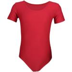 Rote Unifarbene Kurzärmelige Rundhals-Ausschnitt Kinderkurzarmbodys aus Baumwolle für Mädchen Größe 122 