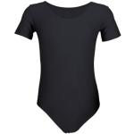 Schwarze Unifarbene Kurzärmelige Rundhals-Ausschnitt Kinderkurzarmbodys aus Baumwolle für Mädchen Größe 122 