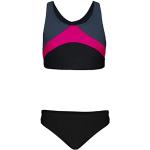 Anthrazitfarbene Sportliche Bustier Bikinis für Kinder für Mädchen Größe 134 