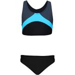 Anthrazitfarbene Sportliche Bustier Bikinis für Kinder für Mädchen Größe 134 