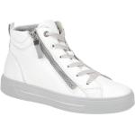 Weiße Gestreifte Ara Courtyard Runde High Top Sneaker & Sneaker Boots mit Reißverschluss in Breitweite aus Frottee mit herausnehmbarem Fußbett für Damen 