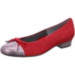 Rote Ara Damenballerinas ohne Verschluss in Normalweite aus Nubukleder mit Absatzhöhe bis 3cm 