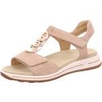 Reduzierte Sandfarbene Ara Osaka Damensandalen aus Veloursleder mit herausnehmbarem Fußbett für den für den Sommer 
