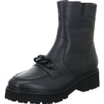 Schwarze Unifarbene Ara Bologna Runde Blockabsatz Ankle Boots & Klassische Stiefeletten mit Reißverschluss aus Leder für Damen 