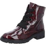 Rote Lack-Optik Ara Dover Runde Blockabsatz Ankle Boots & Klassische Stiefeletten mit Schnürsenkel aus Lackleder für Damen 