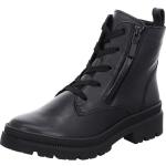 Schwarze Unifarbene Ara Dover Runde Blockabsatz Ankle Boots & Klassische Stiefeletten mit Schnürsenkel aus Frottee für Damen 