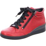 Rote Unifarbene Ara Runde Keilabsatz Ankle Boots & Klassische Stiefeletten mit Schnürsenkel aus Leder für Damen 