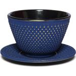 Arare Teeschale Set - Farbe: blau mit gold
