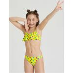 Grüne Sportliche Bustier Bikinis für Kinder mit Gänseblümchen-Motiv mit Volants für Mädchen Größe 116 