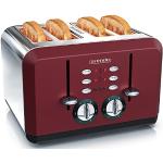 Rote arendo Toaster aus Edelstahl mit 4 Scheiben 