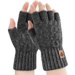 Reduzierte Dunkelgraue Fingerlose Handschuhe & Halbfinger-Handschuhe aus Acryl für Herren Einheitsgröße für den für den Winter 