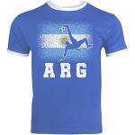 Argentinien Fußball WM Fanfest Gruppen Fan Herren Männer Ringer Trikot T-Shirt Argentina Football Player, Größe: S,Royal Blue/White