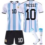 Argentinien Nr. 10- Shirt und Shorts Erwachsene und Kinder Fußballanzug 2022##