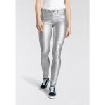 Silberne ARIZONA Stretch-Jeans Metallic aus Twill für Damen Größe L 