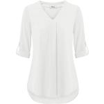 Weiße Elegante 3/4-ärmelige V-Ausschnitt Tunika-Blusen aus Chiffon maschinenwaschbar für Damen Größe M für den für den Sommer 