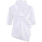 Weiße Festliche Blusen mit Rüschen für Damen Größe XS 