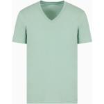Reduzierte Grüne Kurzärmelige Armani Exchange V-Ausschnitt T-Shirts für Herren Größe XS 
