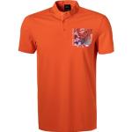 Reduzierte Orange Kurzärmelige Bio Stehkragen Kurzarm-Poloshirts mit Knopf aus Baumwolle für Herren Größe L 