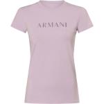 Fliederfarbene Armani Exchange Rundhals-Ausschnitt T-Shirts für Damen Größe M 