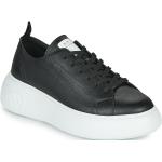 Reduzierte Schwarze Armani Exchange Low Sneaker aus Leder für Damen Größe 36 mit Absatzhöhe über 9cm 