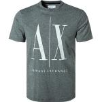 Graue Kurzärmelige Armani Exchange Rundhals-Ausschnitt T-Shirts für Herren Größe L 