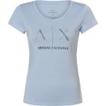 Hellblaue Armani Exchange Rundhals-Ausschnitt T-Shirts aus Denim für Damen Größe XS 