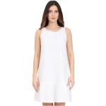 Reduzierte Weiße Bestickte Armani Exchange Spaghettiträger-Kleider mit Volants aus Baumwolle für Damen Größe L für den für den Sommer 