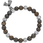 Armband Bronzit-Kugeln und tibetische Glücks-Symbole, Silber 925 Giorgio Martello Braun