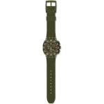 Reduzierte Grüne Schweizer Swatch Quarz Kunststoffarmbanduhren mit Chronograph-Zifferblatt mit Kunststoff-Uhrenglas für Damen 