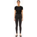 Schwarze Unifarbene Casual Armedangels Tillaa Bio Jeans mit Stickerei mit Reißverschluss aus Denim für Damen 