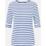 Weiße Gestreifte 3/4-ärmelige ARMOR-LUX U-Boot-Ausschnitt T-Shirts aus Baumwolle für Damen 