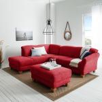 Ars Natura Ecksofa Cebu 2-Sitzer Rot Webstoff 257x84x212 cm mit Bettkasten