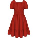 Reduzierte Rote Elegante Chiffonkleider für Kinder aus Chiffon für Mädchen Größe 140 für den für den Sommer 