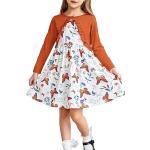 Orange Elegante Langärmelige Kinderkleider mit Bolero mit Knopf aus Baumwolle für Babys für den für den Frühling 