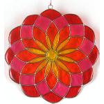 Rote Sonnenfänger Fenster mit Mandala-Motiv aus Kristall 