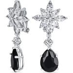 Schwarze Sterne Art Deco Bling Jewelry Ohrclips mit Zirkon für Damen zum Muttertag 