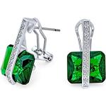 Smaragdgrüne Art Deco Bling Jewelry Diamant Ohrringe aus Messing mit Smaragd für Damen zur Hochzeit 