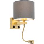 Reduzierte Goldene Moderne Qazqa Brescia Nachttischlampen & Nachttischleuchten aus Metall mit USB Anschluss E27 
