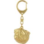 Goldene Mops-Schlüsselanhänger mit Hundemotiv vergoldet handgemacht 