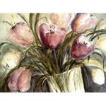 Lila Glasbilder mit Tulpenmotiv 60x80 