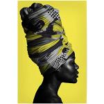 artboxONE Poster 45x30 cm Menschen Woman Turban Yellow hochwertiger Design Kunstdruck - Bild People Afrika face
